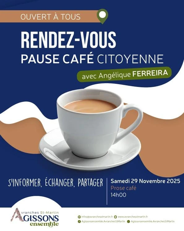 Rendez-vous Pause Café Citoyenne avec Angélique Ferreira - Prose Café Avranches
